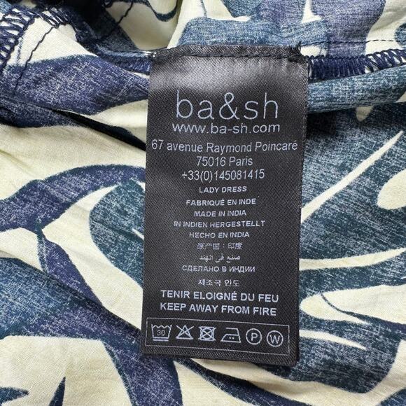 Ba&Sh Dress Womens US 6 Green Yellow Winnie Palm Print Tiered Mini Smocked Boho - Picture 7 of 14